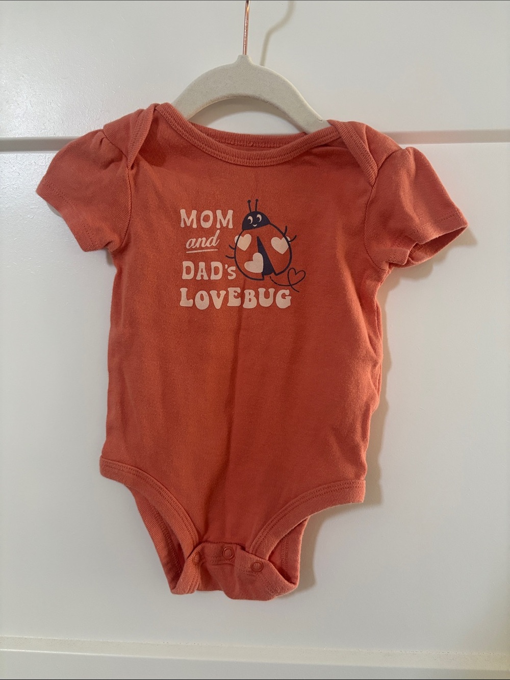 Carter’s Baby Girl Mom and Dad's Lovebug Coral Baby One-Piece 6 Months